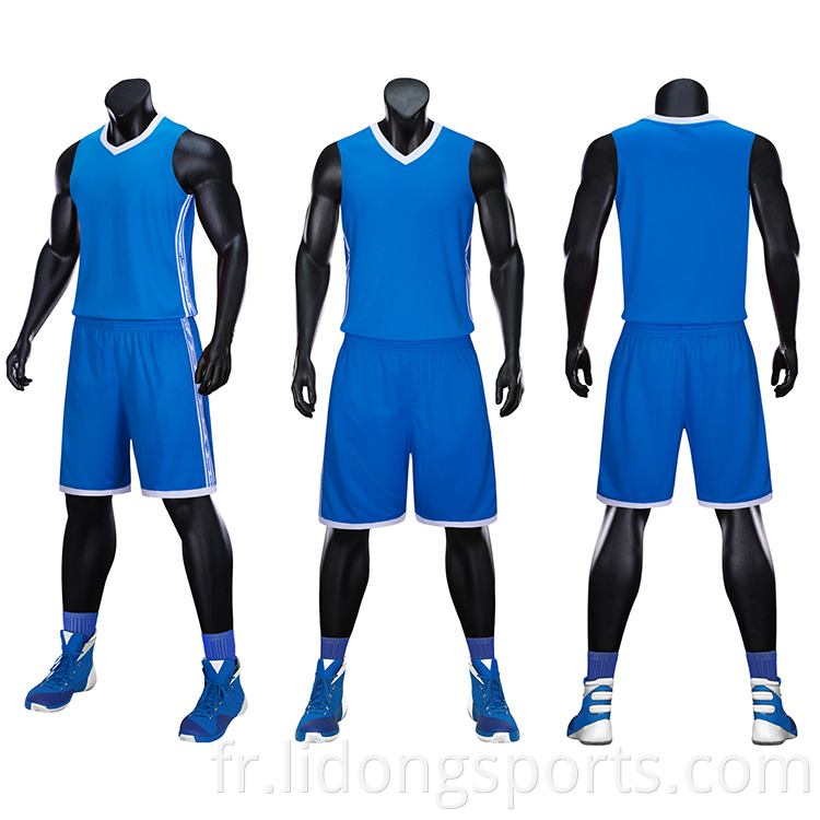 2021 Nouveau design Hommes de haute qualité 100% polyester Jersey de basket-ball noir et court